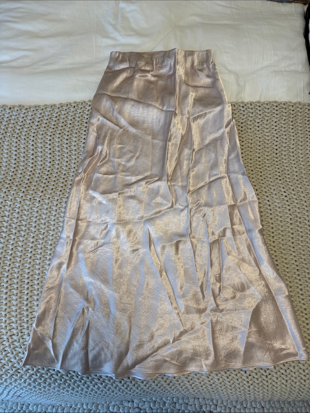 Aritzia Satin Maxi Skirt in Rose Gold